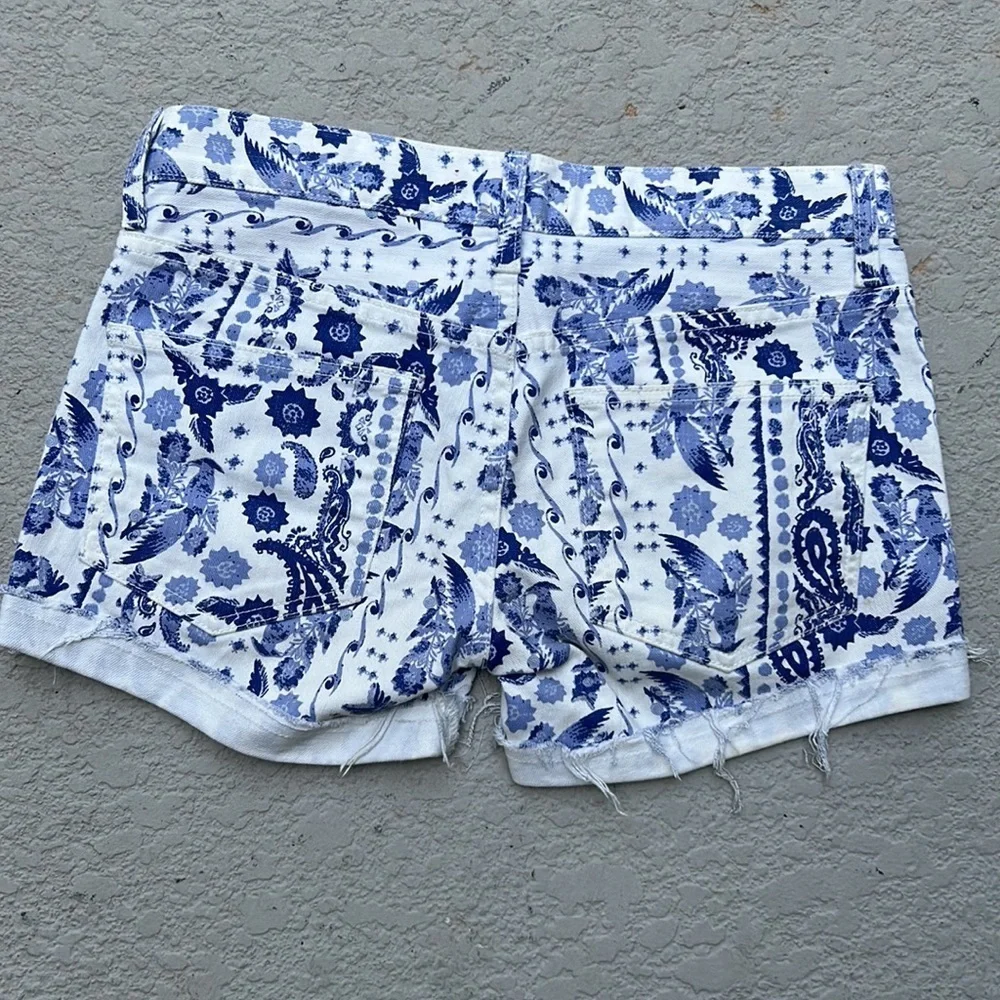 NWOT REBECCA MINKOFF Crosby Boyfriend Shorts Size 25 Blue White Adorable